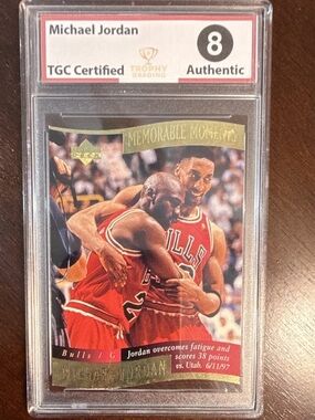 Upper Deck Michael Jordan Memorable Moments #1/10 TGC 8, Bulls 1998